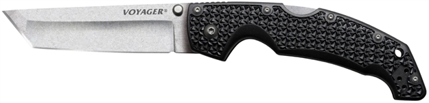 Picture of  Cold Steel Cs29at Voyager  Large 4" Folding Tanto Plain Aus-10A SS Blade Black Griv-Ex W/Aluminum Liners Handle Includes Pocket Clip