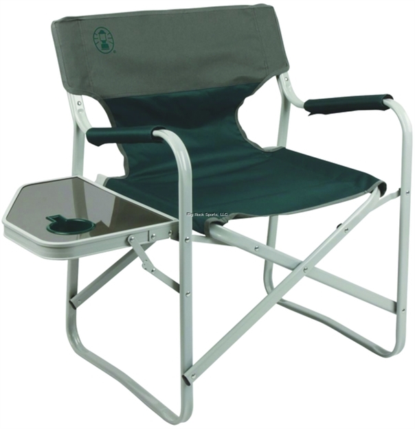 Picture of Coleman Outpost Elite Steel Deck Chair With Table, Holds UP TO 300 Lbs, Forest Green