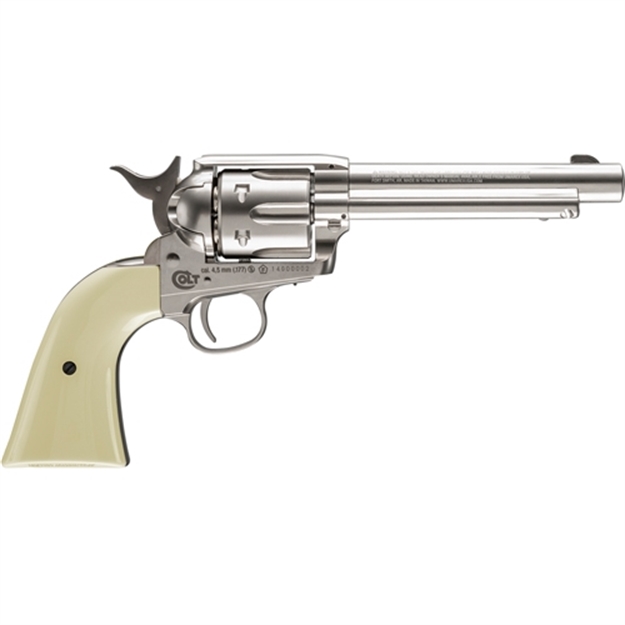 Picture of Colt Peacemaker Nickel Co2 Pellet Single Action Revolver, .177 Pellet, 5" Bbl,  Pearl Grips, 410Fps 2254048 723364540486