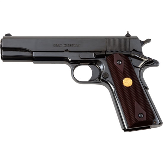 Picture of Colt Mfg O1911crb 1911 Government 45 Acp 7+1 5" Stainless National Match Barrel, Polished Blued Serrated Steel Slide & Frame W/Beavertail, Wood Grip O1911C-RB