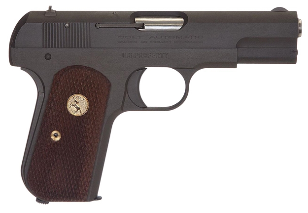 Picture of Colt BY US Armament 1903P 1903 Hammerless 
32 Automatic Colt Pistol (Acp) Single 3.75" 8+1 Walnut Grip Gray Parkerized Slide