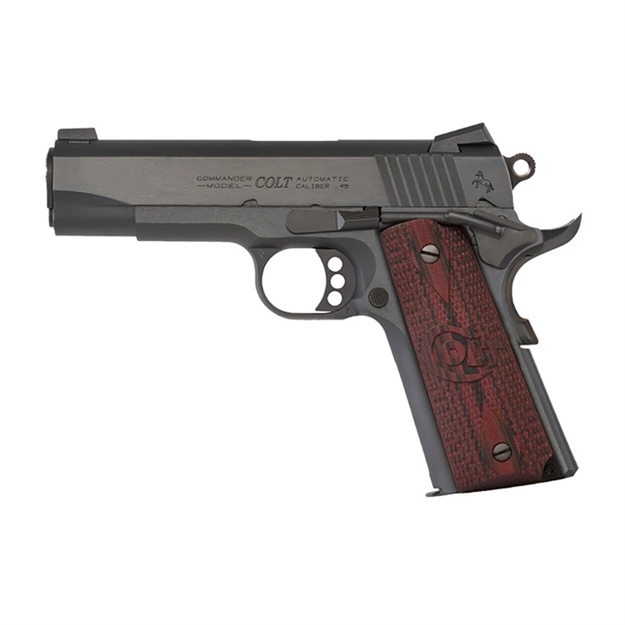Picture of  Colt Mfg O4940xe Commander Combat 45 Acp 8+1 4.25" Black Steel Barrel, Blued Serrated Slide & Carbon Steel Frame W/Beavertail, Black Cherry Checkered G10 Grips, Ambidextrous 098289111364