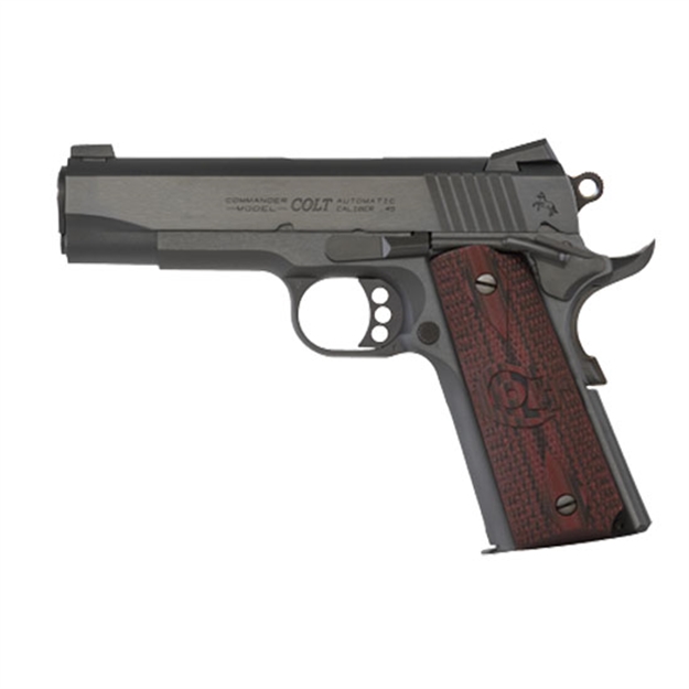 Picture of  Colt Mfg O4942xe Commander Combat 9Mm Luger 9+1 4.25" Steel Barrel, Blued Serrated Carbon Steel Slide, Blued Carbon Steel Frame W/Beavertail, Black Cherry G10 Grip, Ambidextrous 098289111357