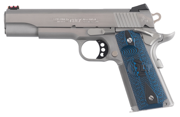 Picture of  Colt Mfg O1073ccp Competition  38 Super 9+1 5" National Match Barrel, Stainless Steel Serrated Slide, Stainless Steel Frame W/Beavertail, Competition Blue G10 Grip