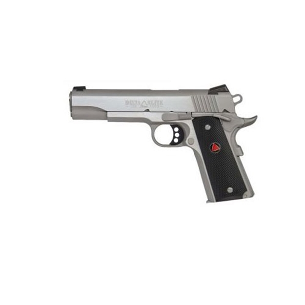 Picture of  Colt Mfg O2020xe Delta Elite Government 10Mm Auto 8+1 5" Steel Barrel, Stainless Steel Serrated Slide & Frame W/Beavertail, Black Polymer W/Delta Medallions Grips, Ambidextrous 098289111159