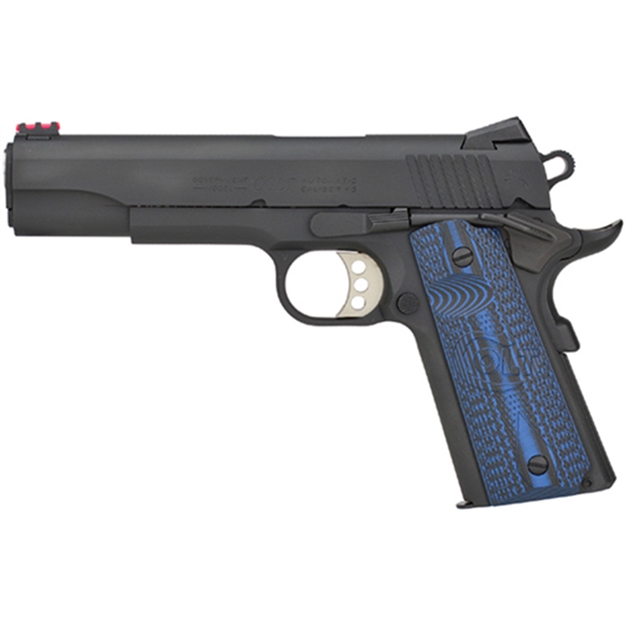 Picture of  Colt Mfg O1970ccs Competition Government 45 Acp 8+1 5" Stainless National Match Barrel, Blued Serrated Carbon Steel Slide & Frame W/Beavertail, Blue Scalloped G10 Grip, Ambidextrous 098289111470