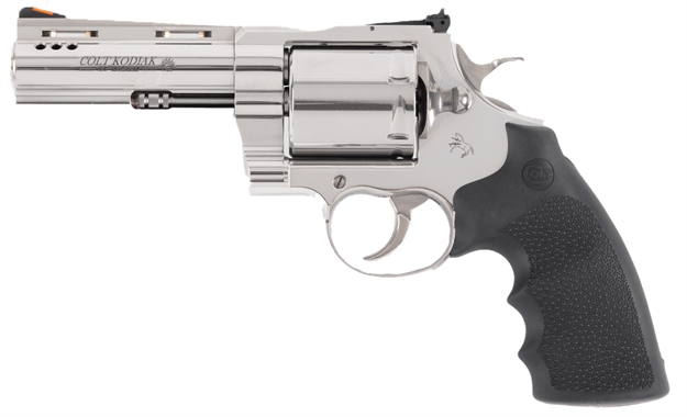 Picture of Colt Mfg Kodiaksp4rts Kodiak  44 Mag 6Rd 4.25" Polished Ported Vent Rib Barrel & Cylinder, Recessed Target Crown Muzzle, Polished Stainless Steel Frame, Black Hogue Overmolded Grip, Exposed Hammer KODIAK-SP4RTS