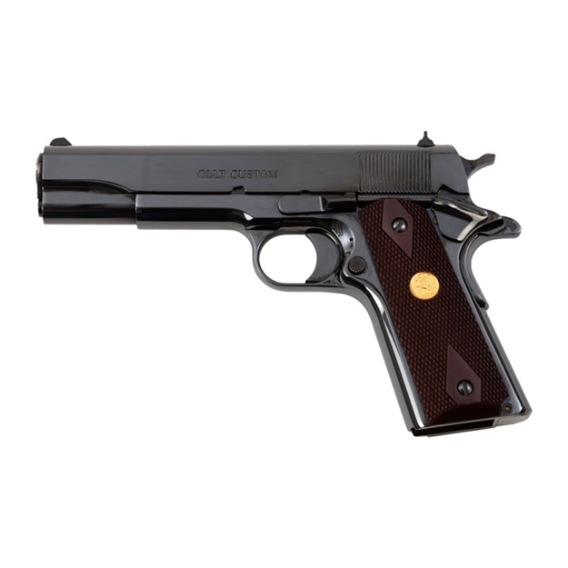 Picture of  Colt Mfg O1911c38 1911 Government 38 Super 9+1 5" Blued National Match Barrel, Serrated Steel Slide & Frame W/Beavertail, Black Cherry Checkered G10 Grip