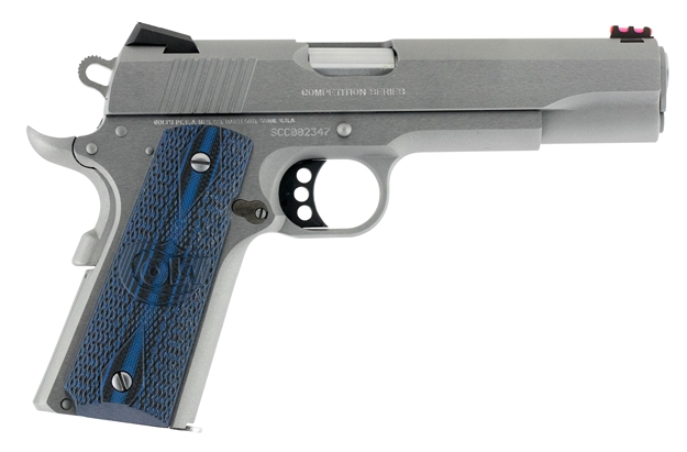 Picture of  Colt Mfg O1070ccs Competition Government 45 Acp 8+1 5" Stainless National Match Barrel, Serrated Slide & Frame W/Beavertail, Checkered Blue G10 Grip, Ambidextrous 098289111449