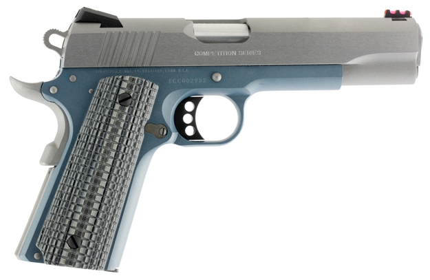 Picture of Colt Mfg O1070ccsbt 1911 Competition 45 Acp Caliber With 5" National Match Barrel, 8+1 Capacity, Blue Titanium Finish Frame, Serrated Stainless Steel Slide, Gray G10 Grip & 70 Series Firing System O1070CCS-BT 098289111593