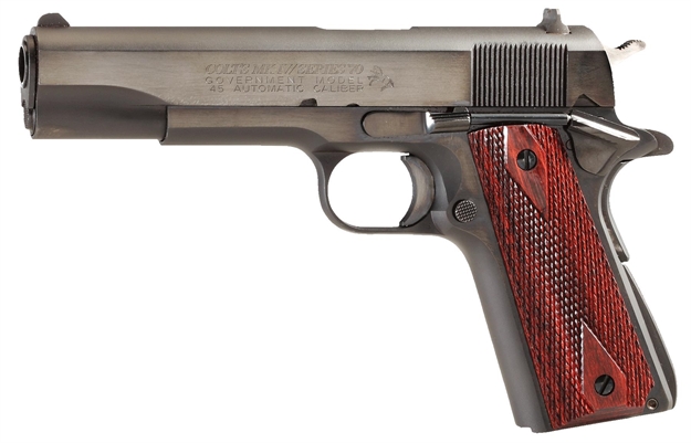 Picture of  Colt Mfg O1970a1cs Government Series 70 45 Acp 7+1 5" Black National Match Barrel, Blued Carbon Steel Serrated Slide, Blued Carbon Steel Frame W/Beavertail, Rosewood Grip, Ambidextrous 098289041364
