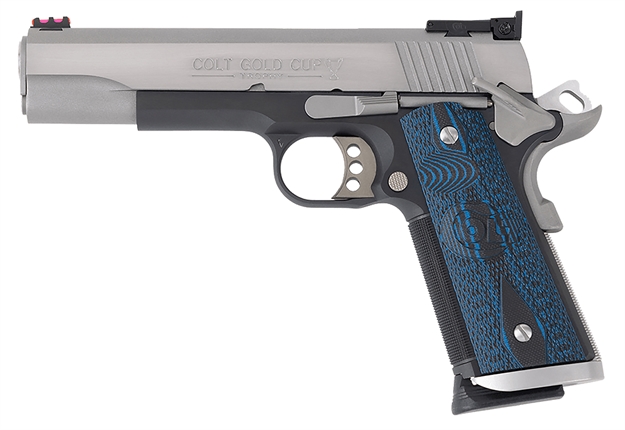Picture of Colt Mfg O5970xett Gold Cup Trophy 45 Acp 8+1 5" Stainless National Match Barrel, Stainless Steel Serrated Slide & Frame W/Beavertail, Ambidextrous O5970XE-TT
