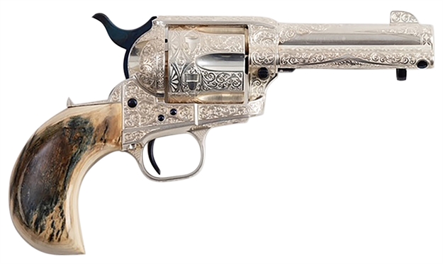Picture of Colt Mfg P3840z Single Action Army Master Engraved 38-40 Win 6Rd 4" Overall Silver Plated Engraved Steel With Fossil Mammoth Birdshead Grip