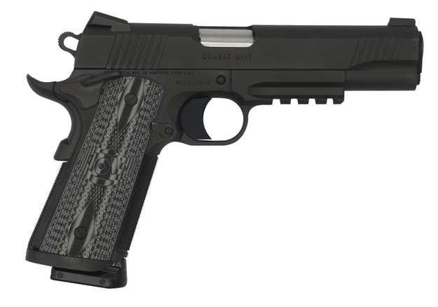 Picture of  Colt Mfg O1080rgccu Ccu Rail Government 45 Acp 8+1 5" Stainless National Match Barrel, Matte Black Dlc Serrated Stainless Steel Slide & Frame W/Picatinny Rail Black Scalloped G10 Grip, Ambidextrous