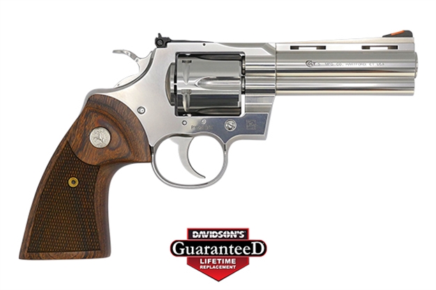 Picture of Colt Mfg Pythonsp4wts Python  38 Special/357 Mag 6 Shot 4.25" Stainless Vent Recessed Target/Vent Rib Barrel, Cylinder & Frame, Walnut W/Colt Medallion Grip PYTHON-SP4WTS 098289003287