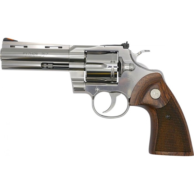Picture of Colt Mfg Pythonsp4wts Python  38 Special/357 Mag 6 Shot 4.25" Stainless Vent Recessed Target/Vent Rib Barrel, Cylinder & Frame, Walnut W/Colt Medallion Grip PYTHON-SP4WTS 098289003287