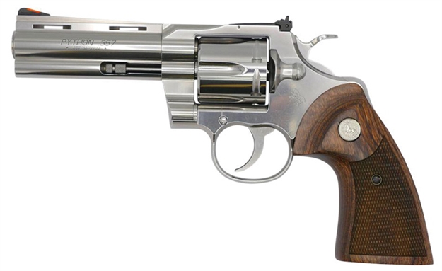 Picture of Colt Mfg Pythonsp4wts Python  38 Special/357 Mag 6 Shot 4.25" Stainless Vent Recessed Target/Vent Rib Barrel, Cylinder & Frame, Walnut W/Colt Medallion Grip PYTHON-SP4WTS 098289003287