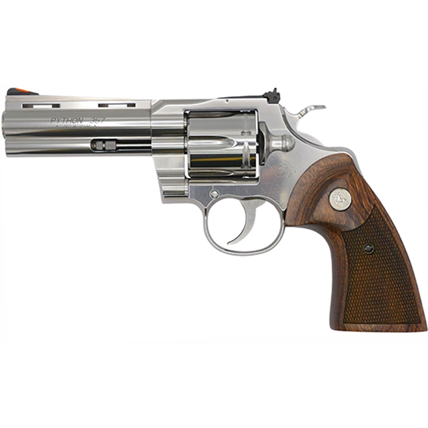 Picture of Colt Mfg Pythonsp4wts Python  38 Special/357 Mag 6 Shot 4.25" Stainless Vent Recessed Target/Vent Rib Barrel, Cylinder & Frame, Walnut W/Colt Medallion Grip PYTHON-SP4WTS