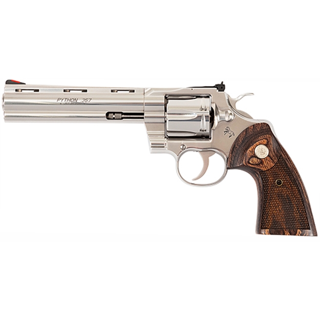 Picture of Colt Mfg Pythonsp6wts Python  38 Special/357 Mag 6 Shot 6" Stainless Vent Recessed Target/Vent Rib Barrel, Cylinder & Frame, Walnut W/Colt Medallion Grip PYTHON-SP6WTS