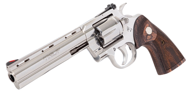 Picture of Colt Mfg Pythonsp6wts Python  38 Special/357 Mag 6 Shot 6" Stainless Vent Recessed Target/Vent Rib Barrel, Cylinder & Frame, Walnut W/Colt Medallion Grip PYTHON-SP6WTS 098289003270