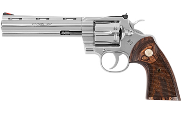 Picture of Colt Mfg Pythonsp6wts Python  38 Special/357 Mag 6 Shot 6" Stainless Vent Recessed Target/Vent Rib Barrel, Cylinder & Frame, Walnut W/Colt Medallion Grip PYTHON-SP6WTS 098289003270