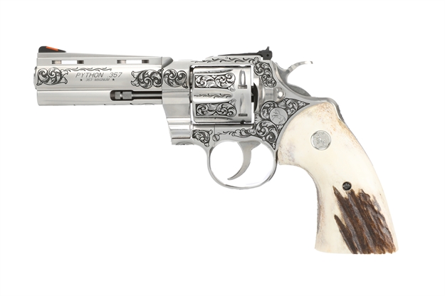 Picture of Colt Python 357Mag 4" Engraved/Stag PYTHON-SP4WTS-TWG 098289000224