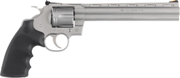 Picture of Colt Mfg Pythonsm8rts Python  357 Mag/38 Special 6 Shot 8" Bead Blasted Vent Rib Barrel, Cylinder & Frame, Black Rubber Grip, Exposed Hammer PYTHON-SM8RTS