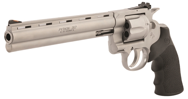 Picture of Colt Mfg Pythonsm8rts Python  357 Mag/38 Special 6 Shot 8" Bead Blasted Vent Rib Barrel, Cylinder & Frame, Black Rubber Grip, Exposed Hammer PYTHON-SM8RTS 098289003485