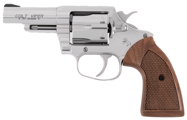 Picture of Colt Mfg Vipersp3wrr Viper  357 Mag/38 Special 6Rd 3" 1/2 Lug Stainless Steel Barrel, Stainless Steel Cylinder & Frame, American Walnut Grip, Exposed Hammer VIPER-SP3WRR 098289001405