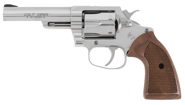 Picture of Colt Mfg Vipersp4wrr Viper  357 Mag/38 Special 6Rd 4.25" 1/2 Lug Stainless Steel Barrel, Stainless Steel Cylinder & Frame, American Walnut Grip, Exposed Hammer VIPER-SP4WRR 098289001412