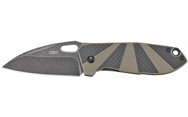Picture of Columbia River 2440 Heron  2.93" Folding Plain Black Stonewash 8Cr14mov Blade 2Cr13 Black/Black Carbon Fiber W/Tan G10 Handle