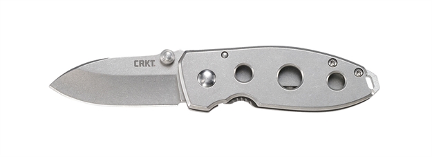 Picture of Columbia River 2491 Squid Holey 2.25" Folding Drop Point Plain Stonewashed 8Cr14mov SS Blade 2Cr13 Stainless Handle