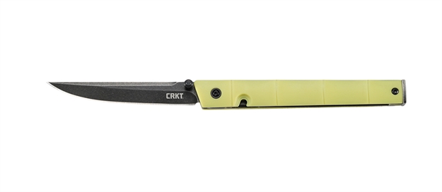 Picture of  Crkt 7096Ygk Ceo  3.11" Flipper Plain Black Stonewashed 8Cr13mov SS Blade, Green Bamboo Grn Handle, Includes Pocket Clip 794023709681