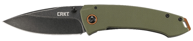 Picture of  Crkt 2520 Tuna  3.22" Folding Plain Stonewashed 8Cr14mov SS Blade Black/Green G10/Ss Handle Includes Pocket Clip