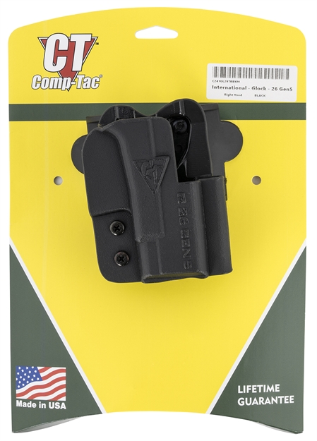 Picture of  Comp-Tac C241gl297rbkn International  Owb Black Kydex Belt Slide/Paddle Fits Glock 26 Gen5 Right Hand