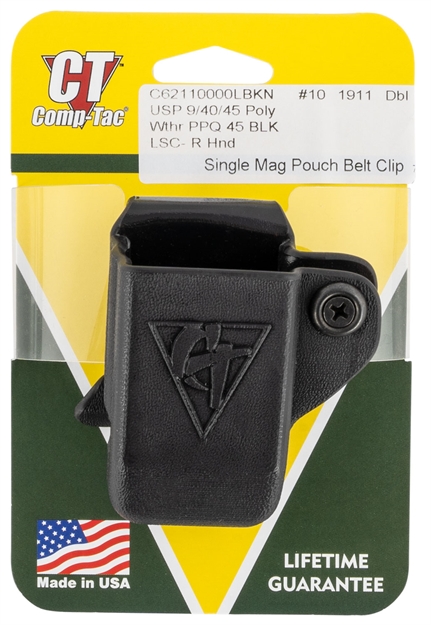 Picture of  Comp-Tac C62110000lbkn Single Mag Pouch  Owb Black Kydex Belt Clip Compatible W/ 1911/Walther Ppq/Hk Belts 1.50" Wide Right Hand