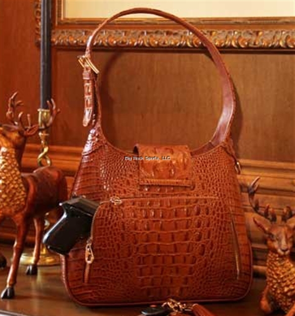 Picture of Concealed Carrie Concealed Carry Crocodile Print Handbag, Separate Ambidexterous Firearm Compartment