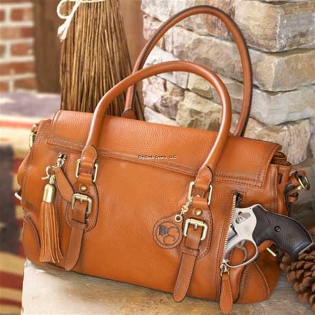 Picture of Concealed Carrie Concealed Carry Distressed Leather Handbag, Separate Ambidextrous Firearm Compar