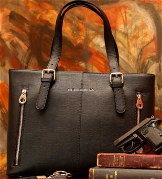 Picture of Concealed Carrie Concealed Carry Smooth Leather Handbag, Separate Ambidexterous Firearm Compartment,