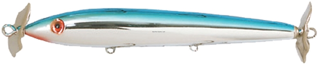 Picture of Cotton Cordell Boy Howdy Topwater Prop Bait, 4 1/2", 3/8 Oz, Chrome/Blue, Floating