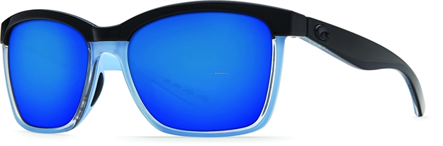 Picture of Costa Anna Sunglasses, Blue Mirror 580P Lens, Shiny Black/Crystal/Lt Blue Nylon Frame