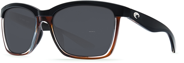 Picture of Costa Anna Sunglasses, Gray 580P Lens, Shiny Black ON Brown Nylon Frame