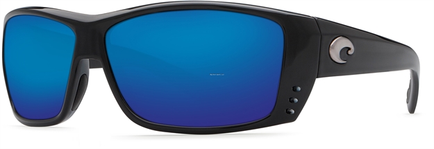 Picture of Costa Cat Cay Sunglasses, Blue Mirror Glass - W580 Lens, Shiny Black Nylon Frame