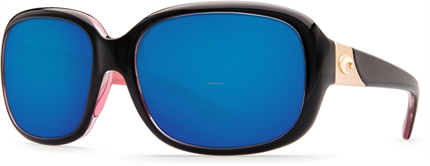 Picture of Costa Gannet Sunglasses, Blue Mirror 580P Lens, Shiny Black Hibiscus Nylon Frame