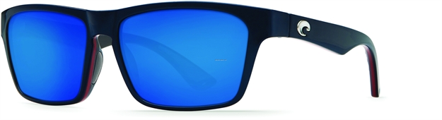 Picture of Costa Hinano Sunglasses, Blue Mirror 580P Lens, Shiny Navy/Red/Gray Nylon Frame