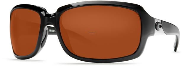 Picture of Costa Isabela Sunglasses, 580P Copper, Shiny Black Nylon Frame, Rect, Full Rim/Wraparound, Women's, Large Fit