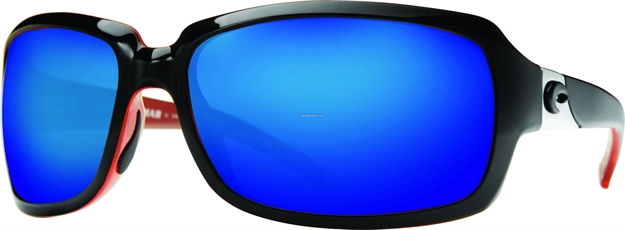 Picture of Costa Isabela Sunglasses, Blue Mirror 580P Lens, Black/Coral Nylon Frame
