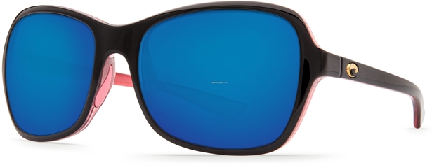 Picture of Costa Kare Sunglasses, Blue Mirror 580P Lens, Shiny Black Hibiscus Nylon Frame