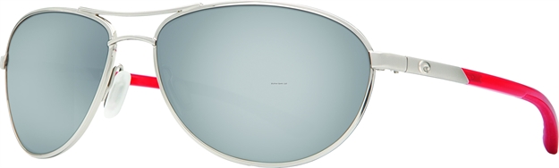 Picture of Costa KC Sunglasses, Silver Mirror 580P Lens, Palladium W/Crystal Red Temples Monel Frame
