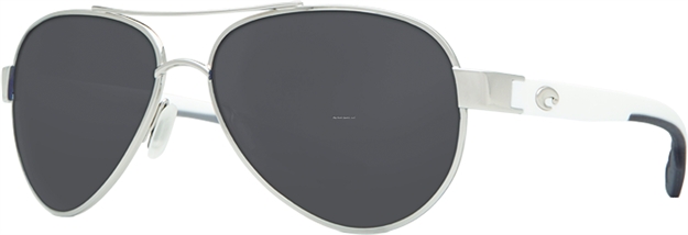 Picture of Costa Loreto Sunglasses, Gray 580P Lens, Palladium W/White Temples Monel Frame